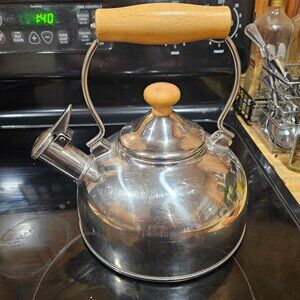 Chantal Vintage Stainless Steel Tea Kettle With Wood Handle Knob 1.7L  Germany